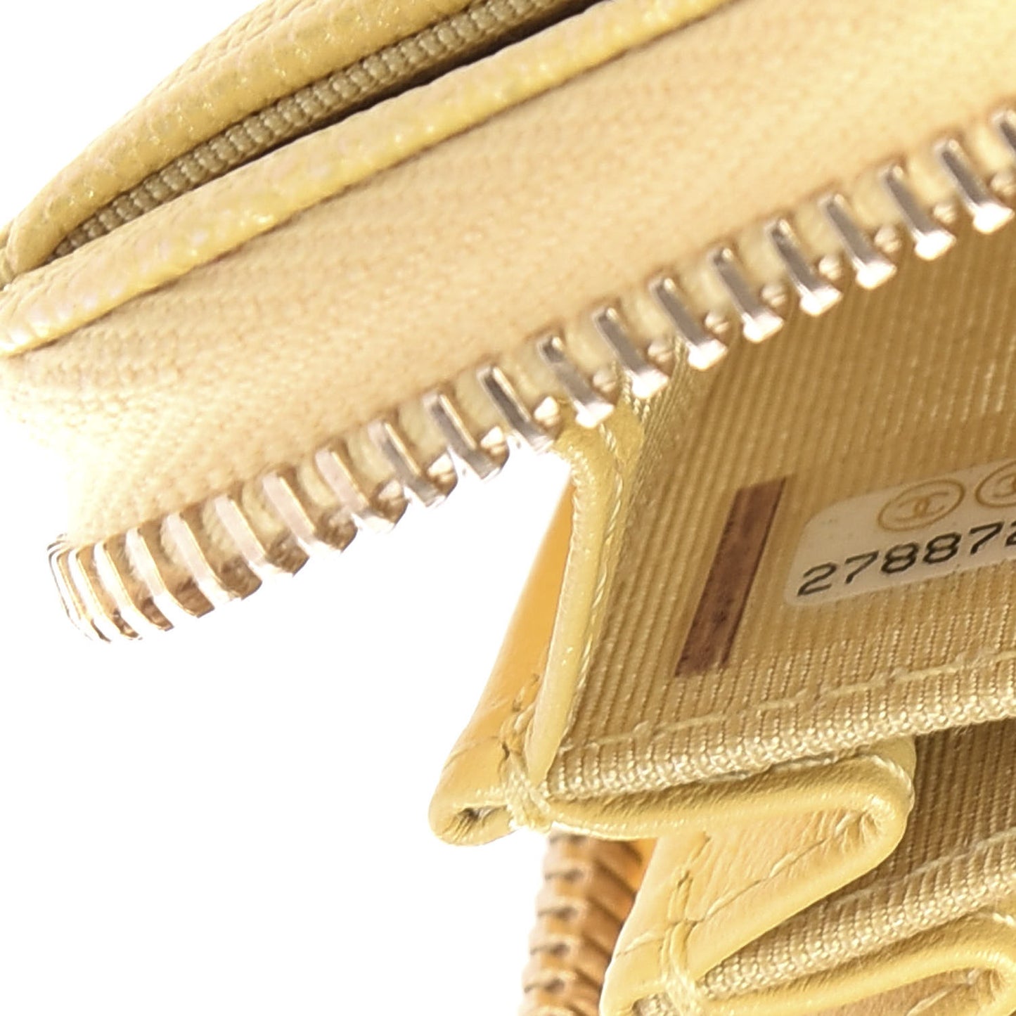 Iridescent Caviar Quilted Zip Coin Purse Yellow