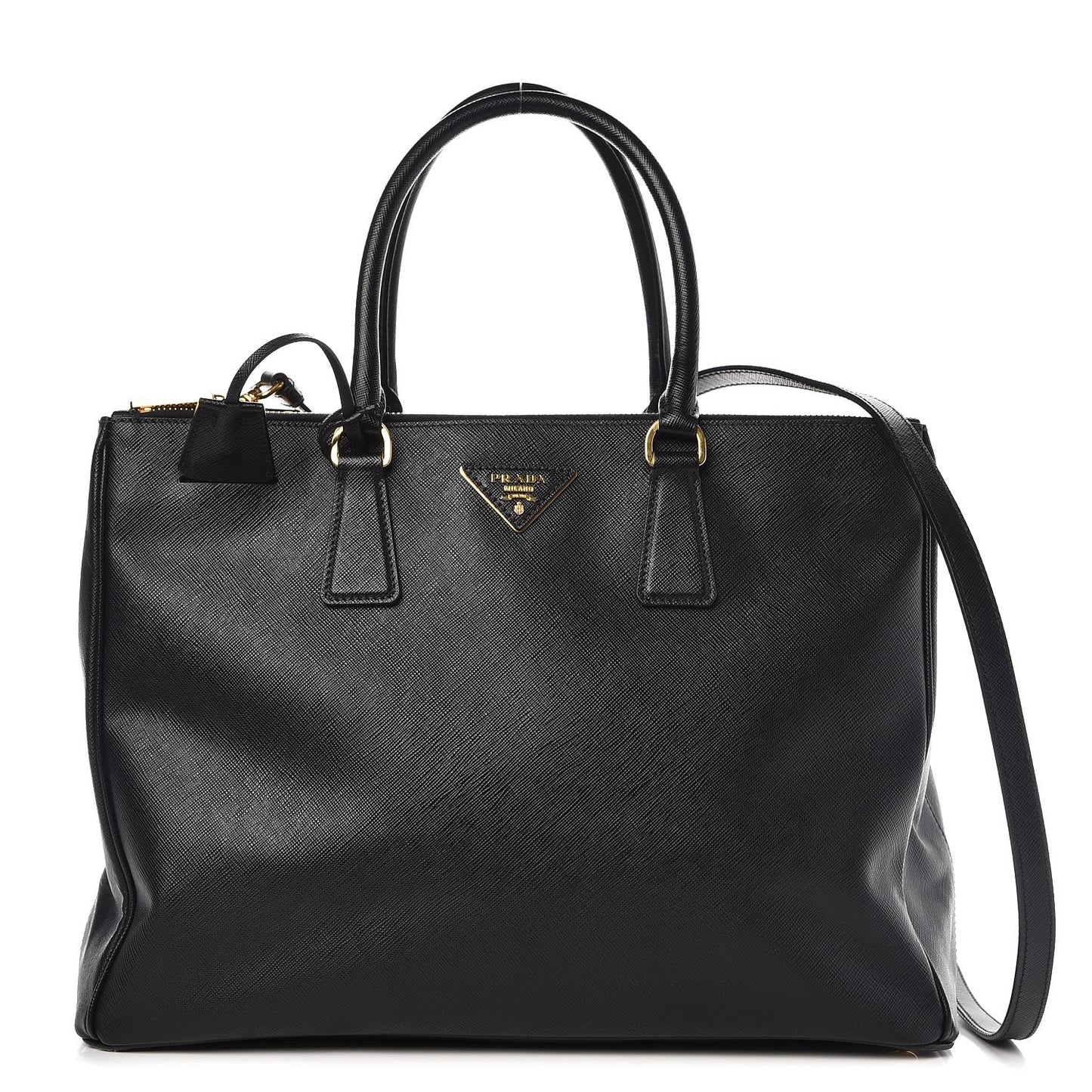 Saffiano Large Galleria Double Zip Tote Black