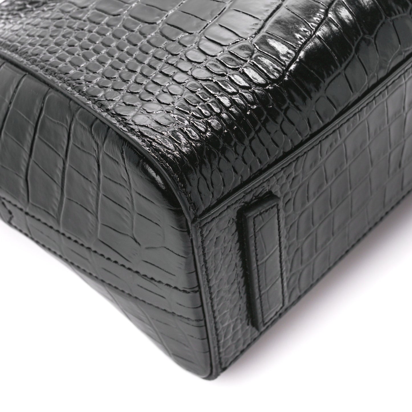 Calfskin Crocodile Embossed Mini Antigona Black