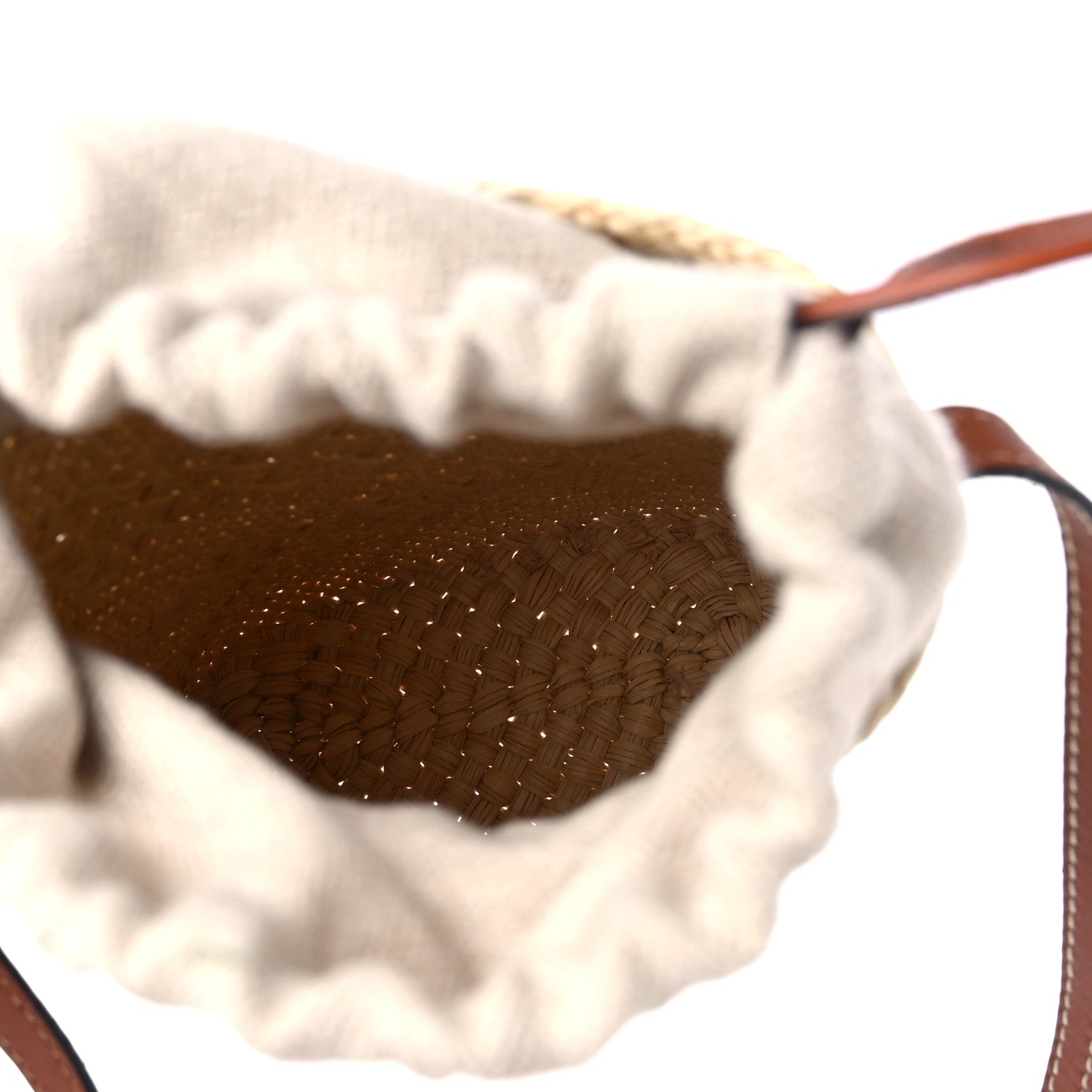 Loewe Calfskin Raffia Paulas Ibiza Square Bucket Bag Natural Tan 5 of 10
