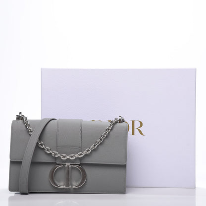 Christian Dior Grained Calfskin 30 Montaigne Chain Flap Bag Grey 10 of 10