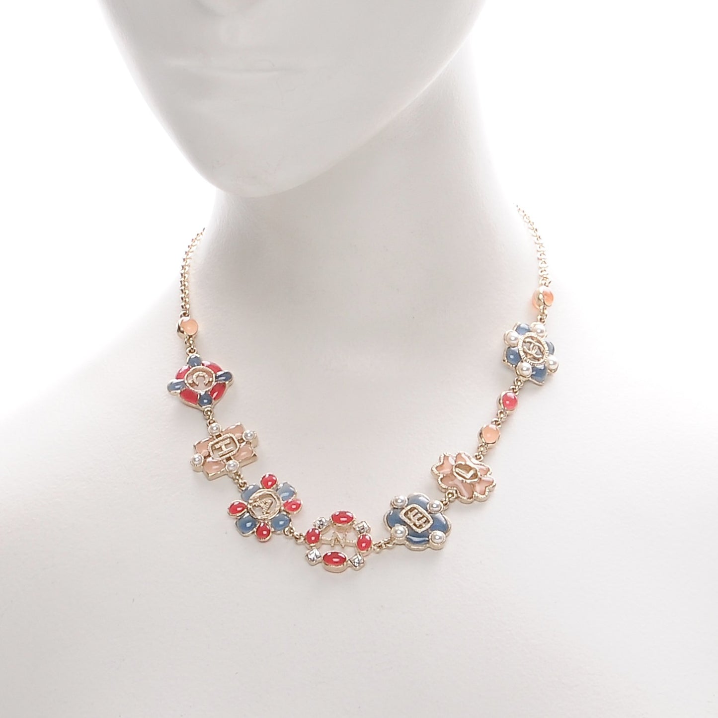 Resin Gripoix Poured Glass Pearl Necklace Multicolor