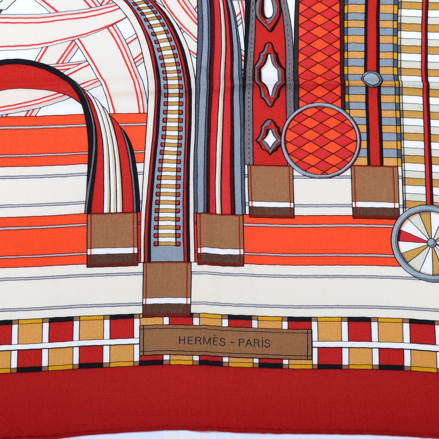Cashmere Silk Voltes Et Pirouettes Shawl 140 Rouge Creme Beige