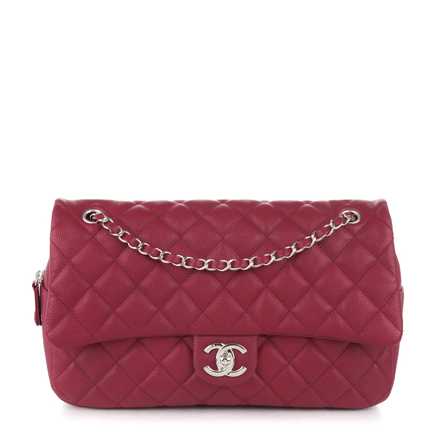 Caviar Quilted Jumbo Easy Flap Dark Pink