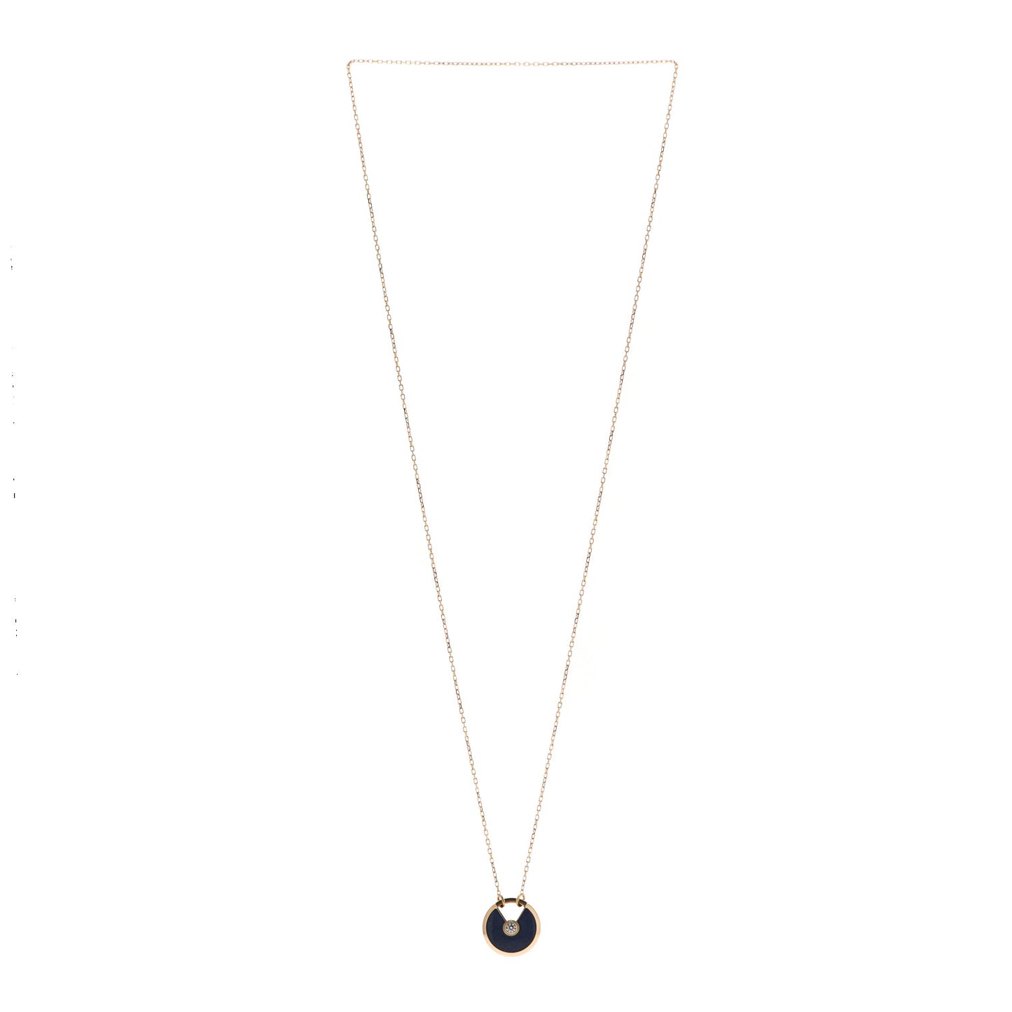18K Yellow Gold Diamond Lapis Lazuli SM Amulette de Cartier Pendant Necklace