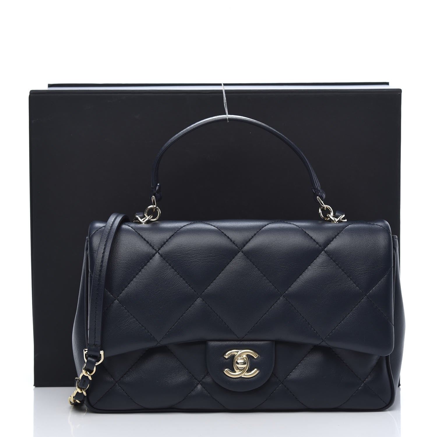 Chanel Lambskin Quilted Easy Carry Flap Navy 13 of 13