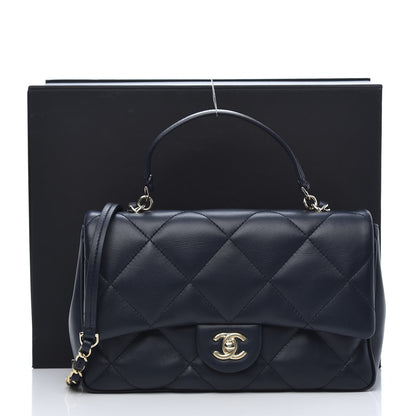 Chanel Lambskin Quilted Easy Carry Flap Navy 13 of 13