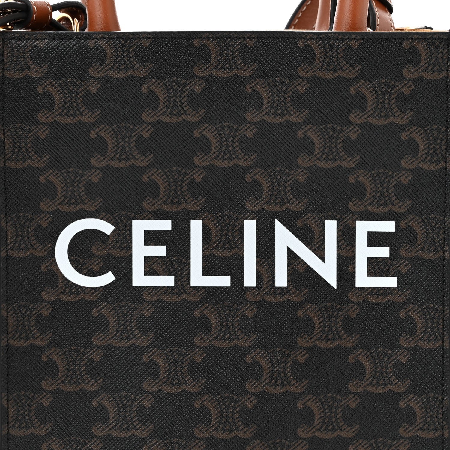 Celine Triomphe Canvas Calfskin Mini Vertical Cabas Tan 7 of 9