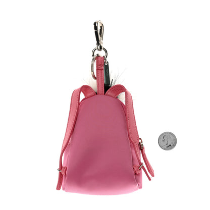 Fendi Nylon Shiny Nappa Nutria Fox Fur Monster Eyes Mini Backpack Charm Lollypop Rosa Fluo Multicolor 2 of 8