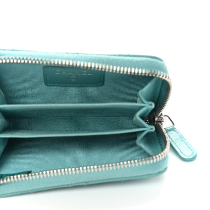 Chanel Lambskin Quilted Zip Around Coin Purse Wallet Turquoise 5 of 10