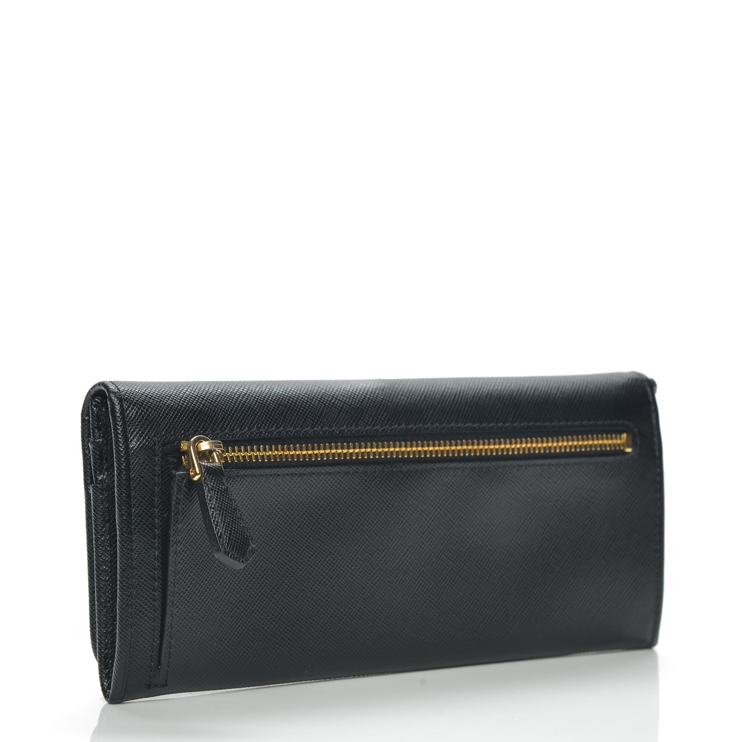 Saffiano Metal Continental Flap Wallet Nero Black