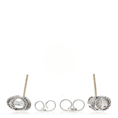 David Yurman Sterling Silver Diamond Crystal 10mm Cable Wrap Earrings 3 of 4