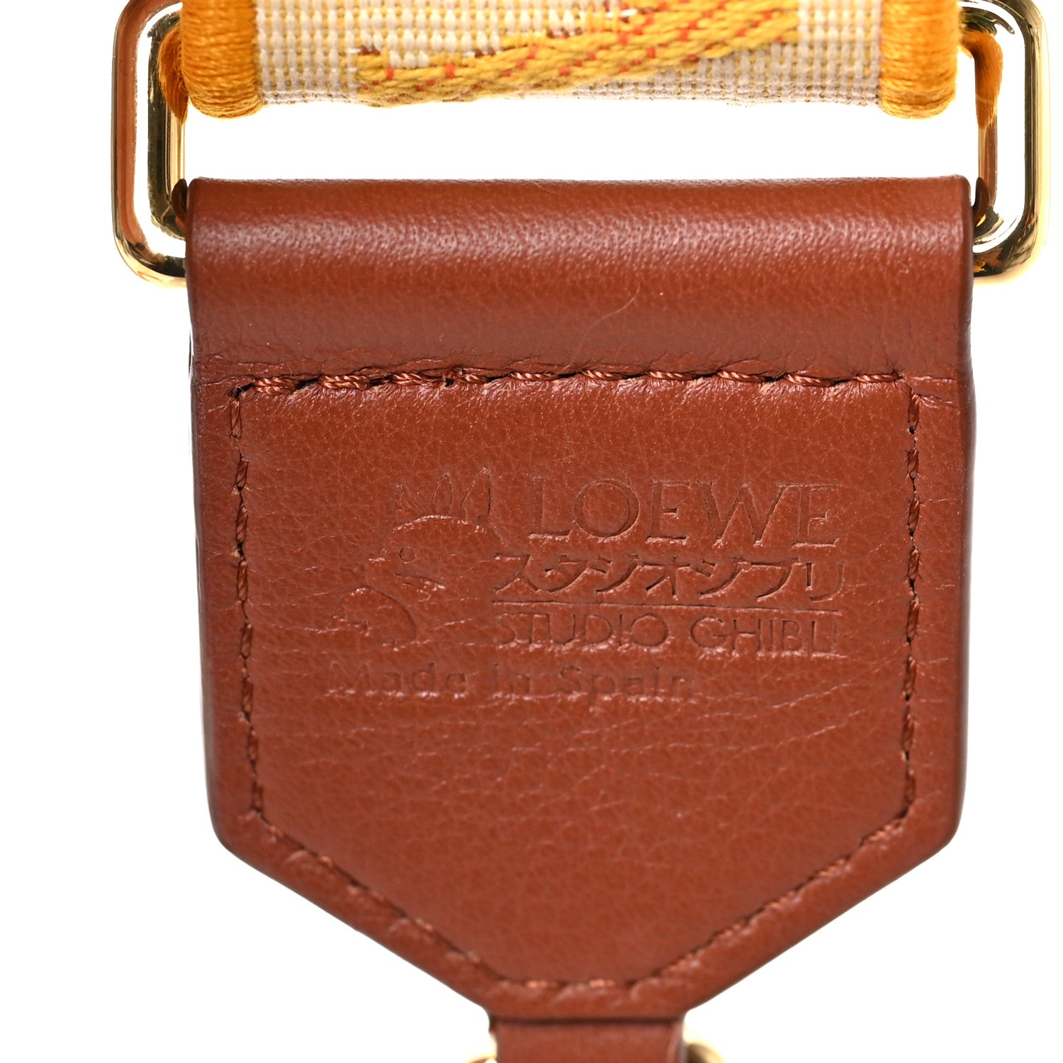 Loewe X HOWLS MOVING CASTLE Calfskin Calcifer Jacquard Anagram Strap Yellow Orange 3 of 3