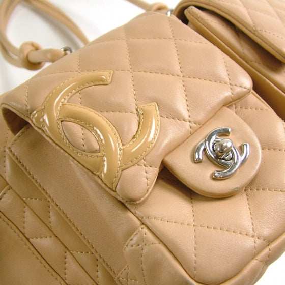 Calfskin Quilted Small Cambon Multipocket Reporter Beige