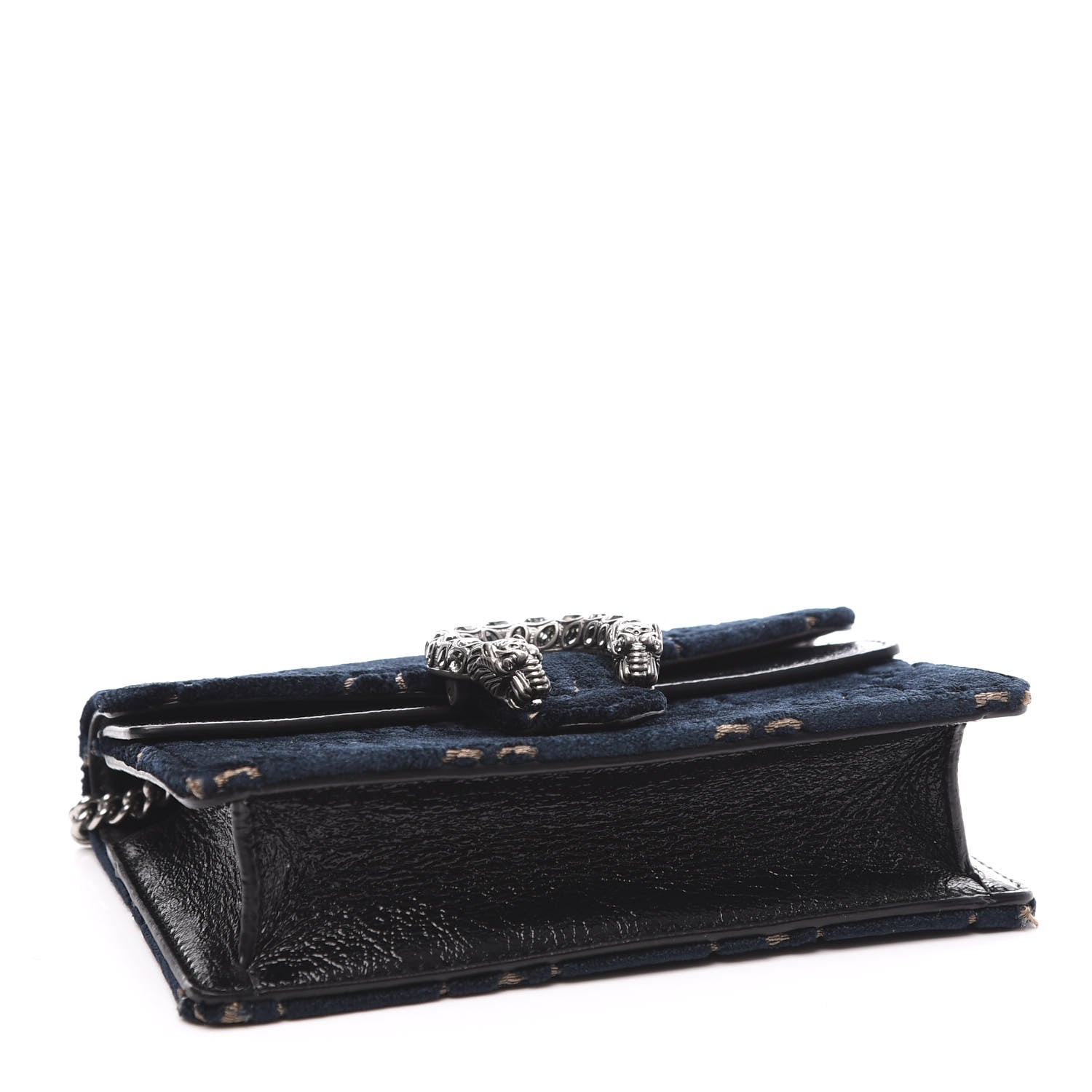 Gucci Velvet GG Monogram Super Mini Dionysus Shoulder Bag Blue Beige Black 3 of 10