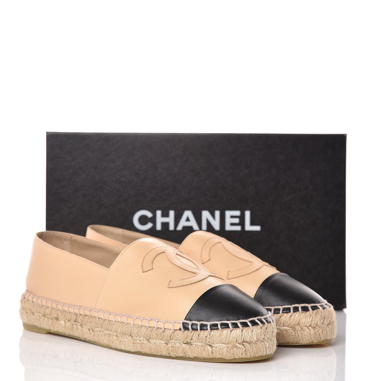 Lambskin CC Espadrilles 38 Beige Black