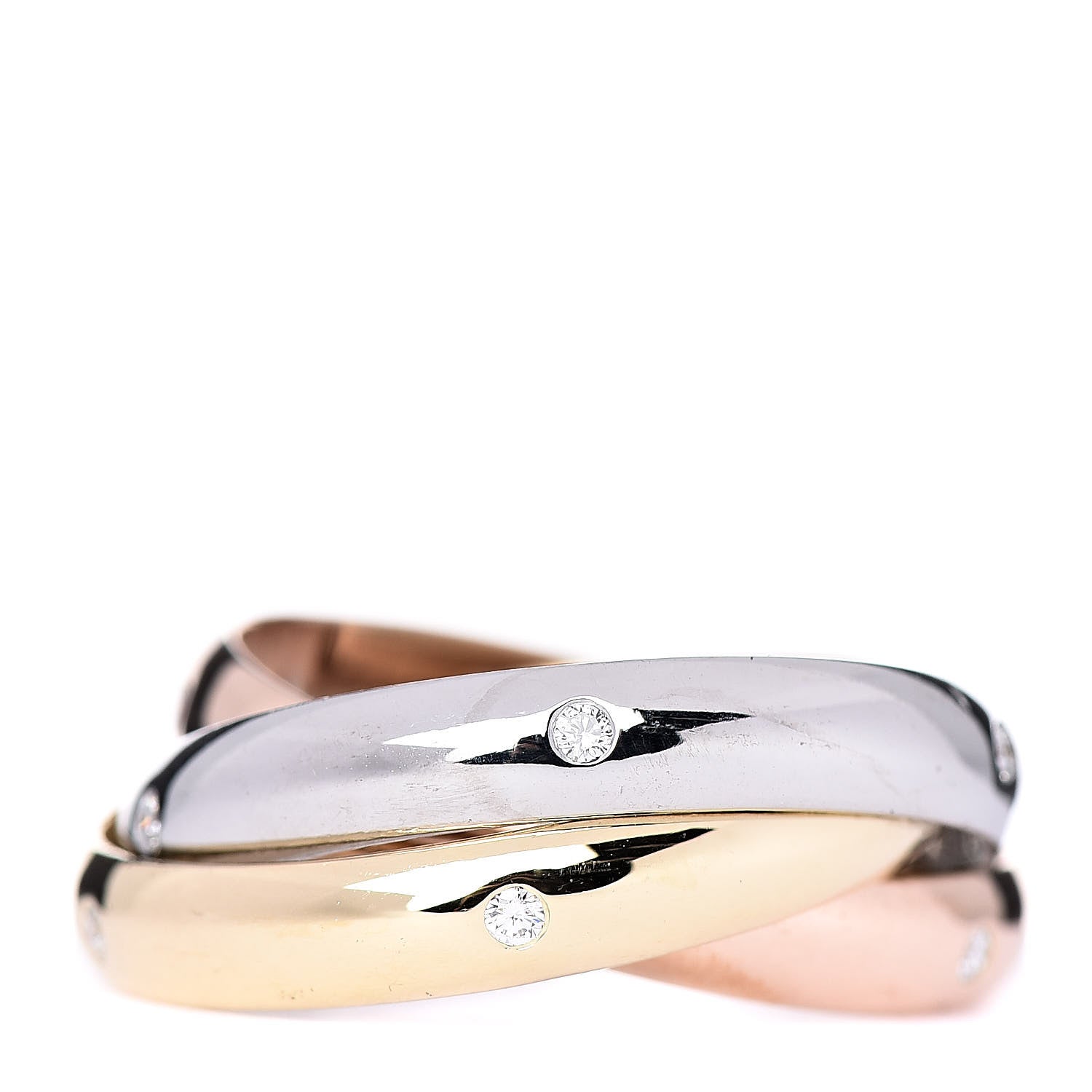 Cartier 18K Pink Yellow White Gold Diamond Trinity Ring 54 6.75 1 of 6