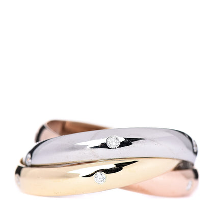 Cartier 18K Pink Yellow White Gold Diamond Trinity Ring 54 6.75 1 of 6