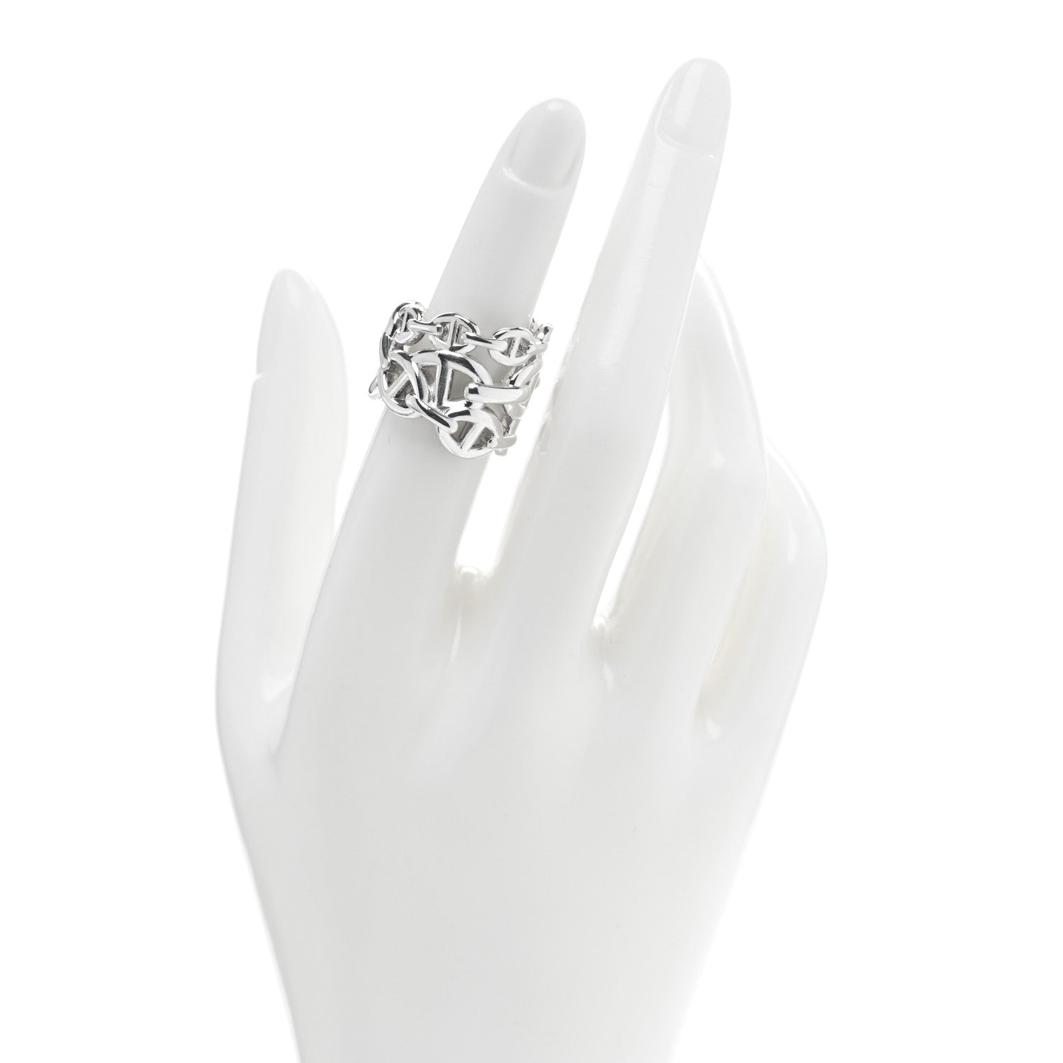 Hermes Sterling Silver GM Chaine d'Ancre Enchainee Band Ring 52 6 2 of 5