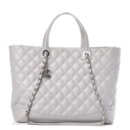 Chanel Calfskin Quilted Large Easy Shopping Tote Grey 1 of 13