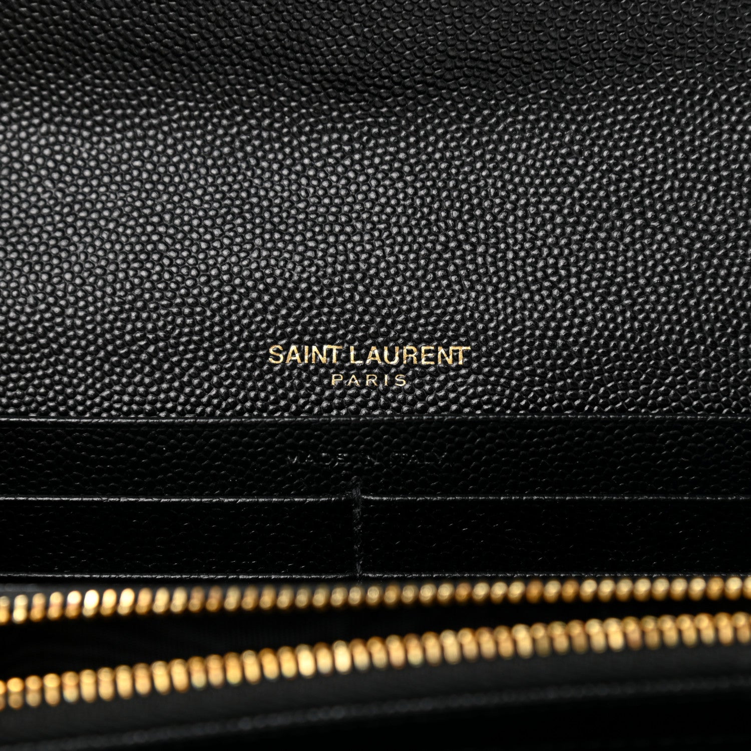 Saint Laurent Grain De Poudre Matelasse Chevron Monogram Flap Wallet Black 6 of 8