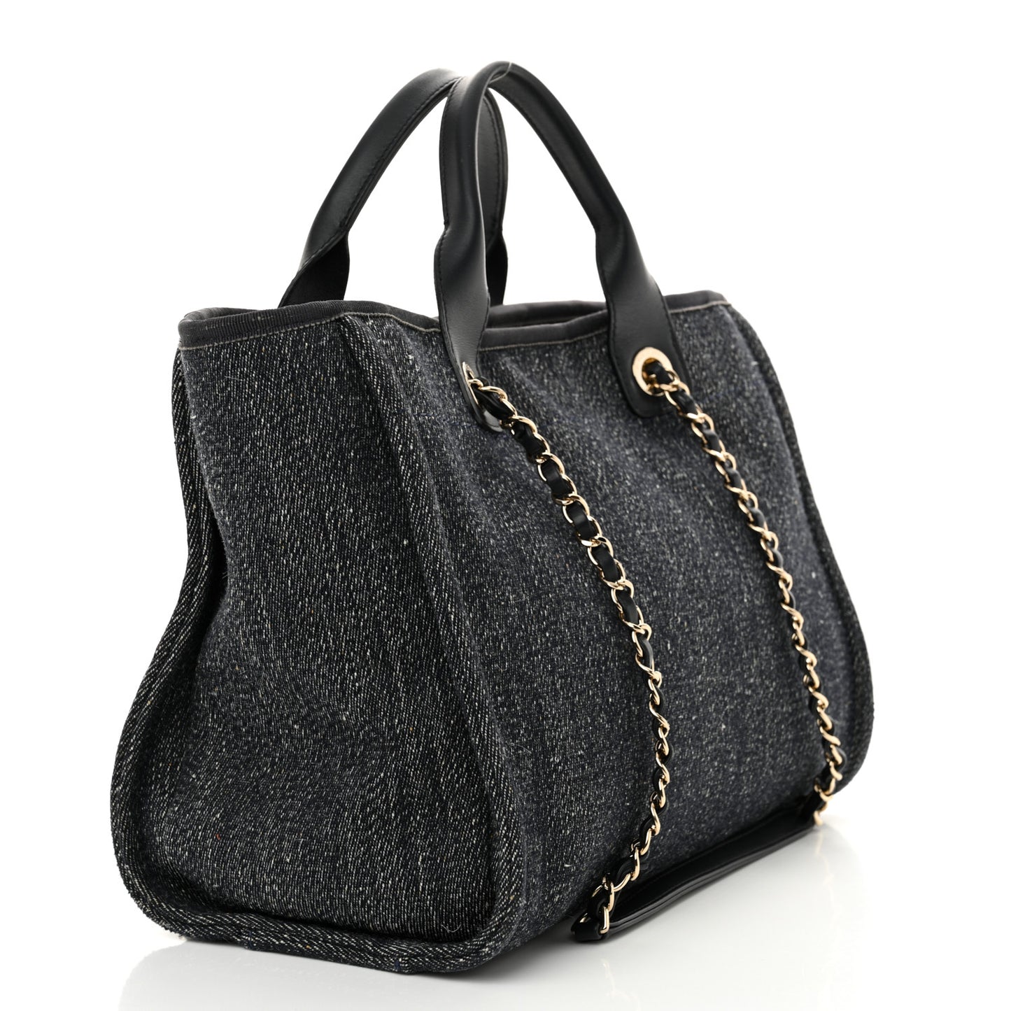 Denim Small Deauville Tote Dark Blue White