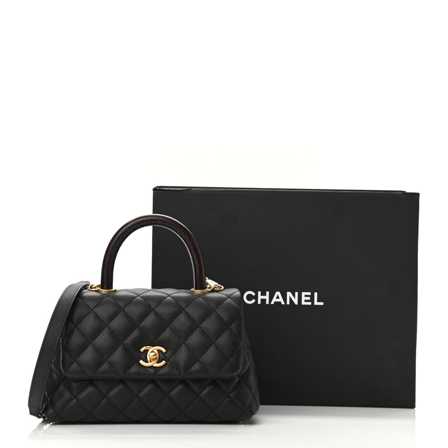 Chanel Caviar Lizard Embossed Quilted Mini Coco Handle Flap Black 20 of 20