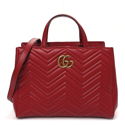 Gucci Calfskin Matelasse Medium GG Marmont Tote Hibiscus Red 1 of 10