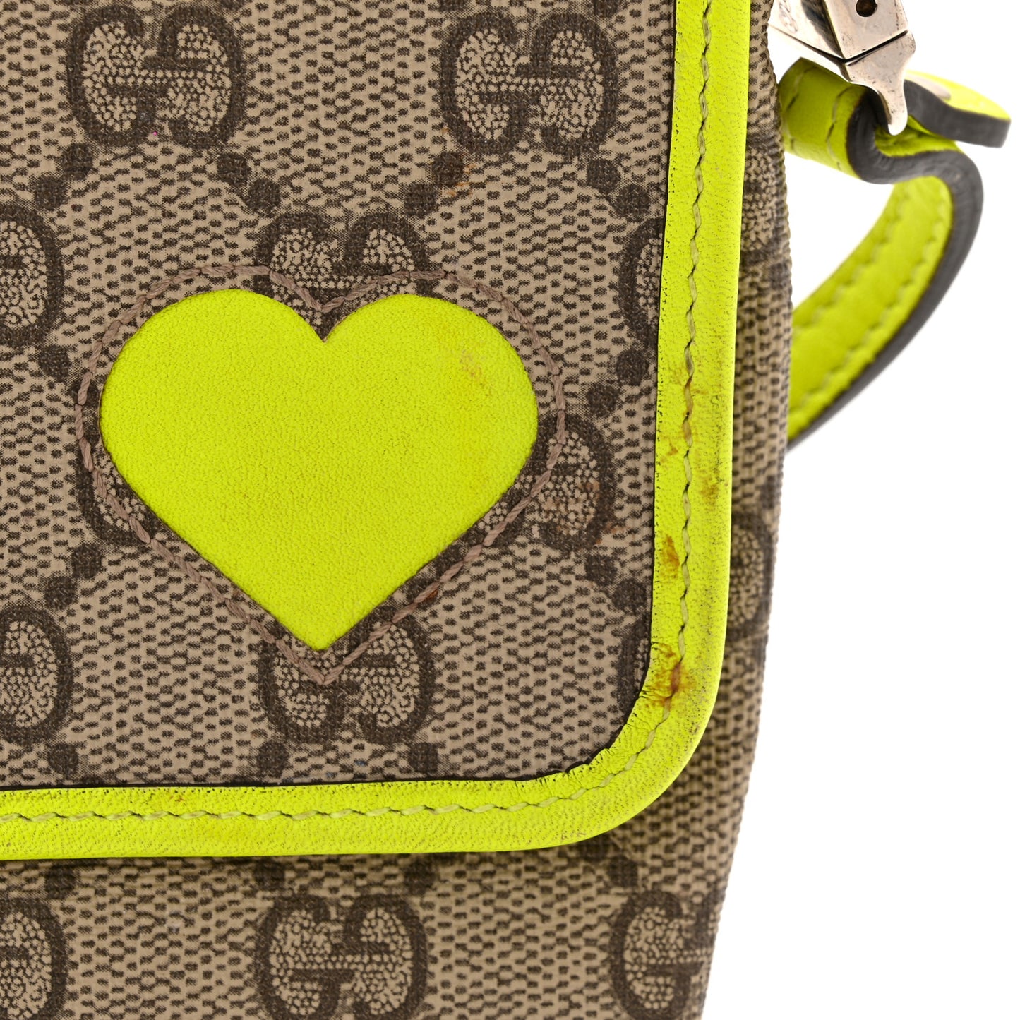 GG Supreme Monogram Kids Heart Crossbody Yellow