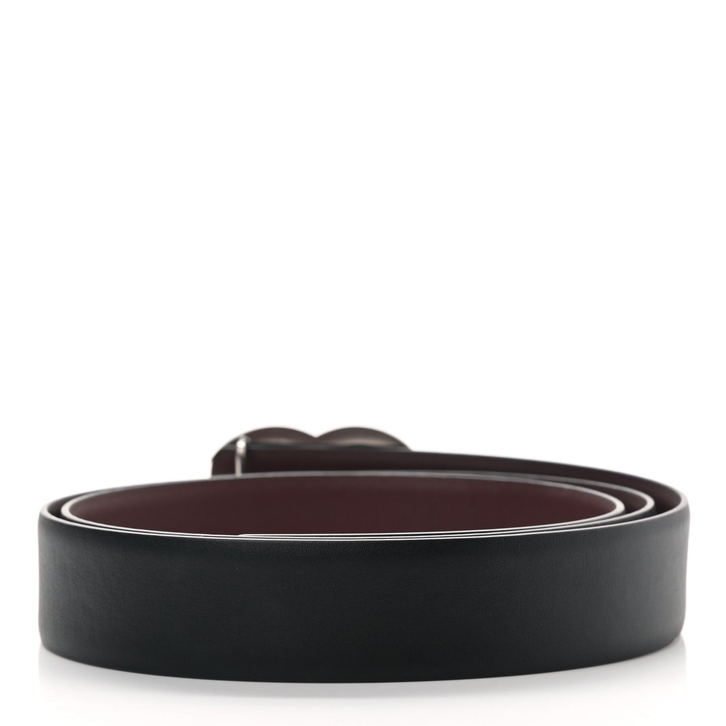 Calfskin CC Reversible Belt 95 Black Burgundy