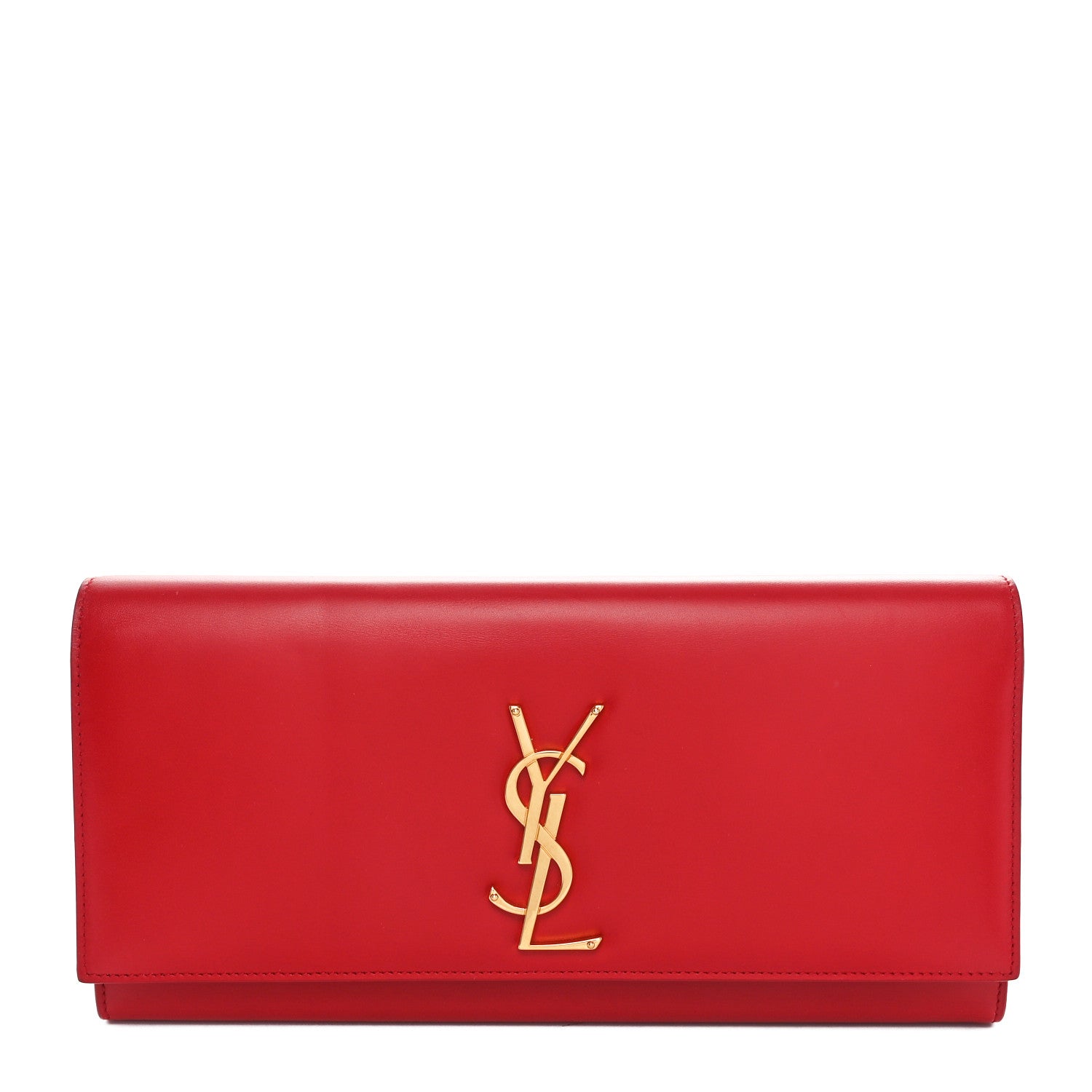 Saint Laurent Calfskin Monogram Cassandre Clutch Rouge Orient 1 of 9