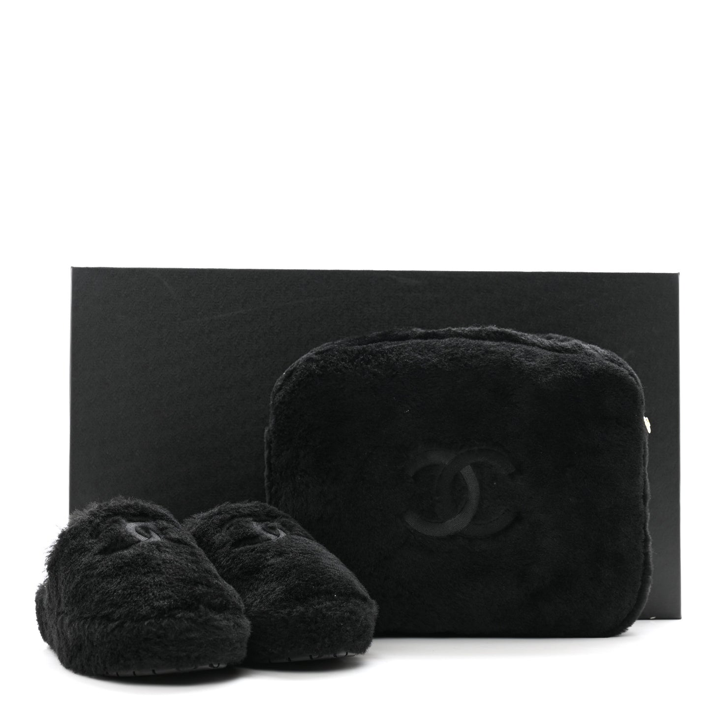 Fur CC Flat Mules 41 Black