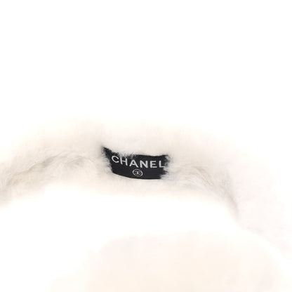 Chanel Shearling CC Ear Muffs White Black 3 of 3