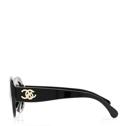 Chanel Acetate Polarized Oval CC Sunglasses 5469-B-A Black 3 of 8