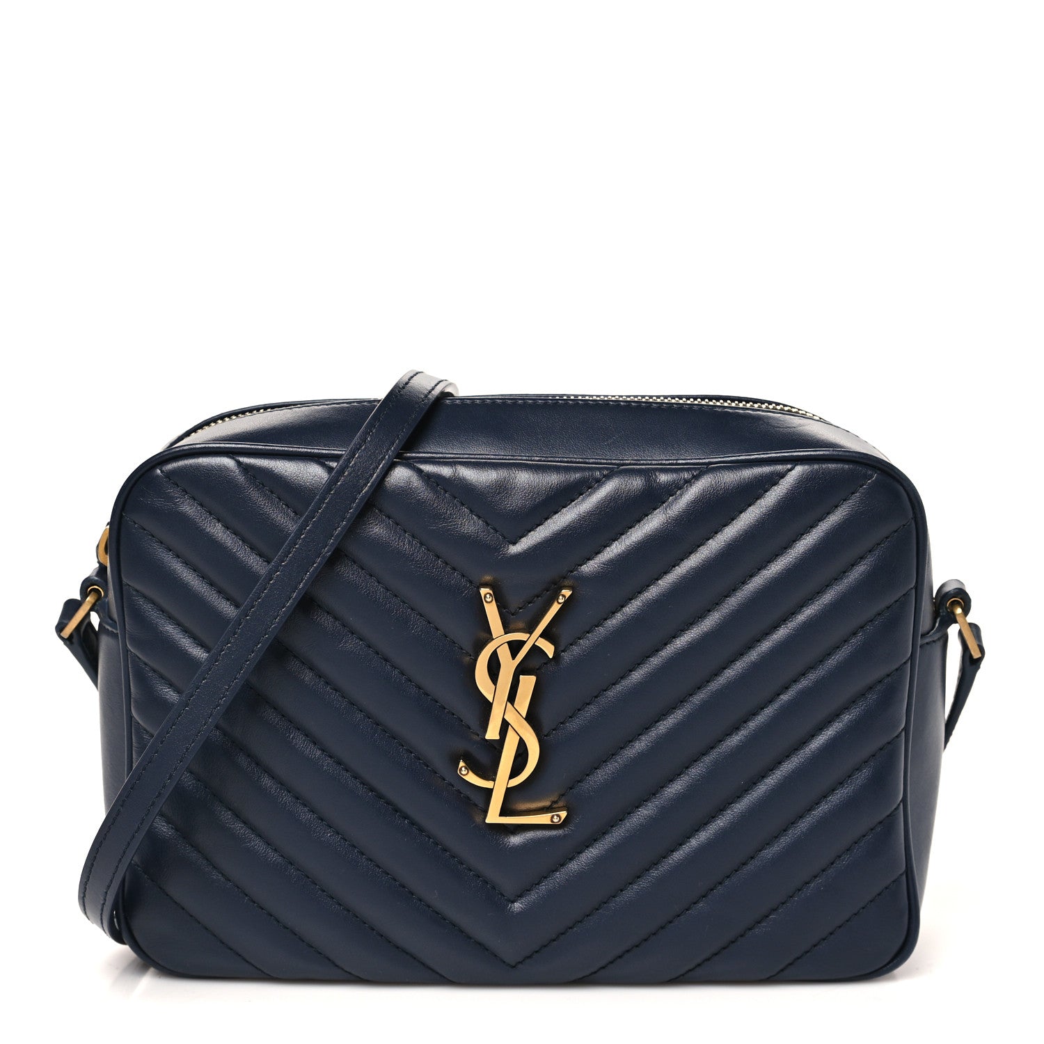 Saint Laurent Calfskin Matelasse Monogram Lou Camera Bag Deep Marine 1 of 11