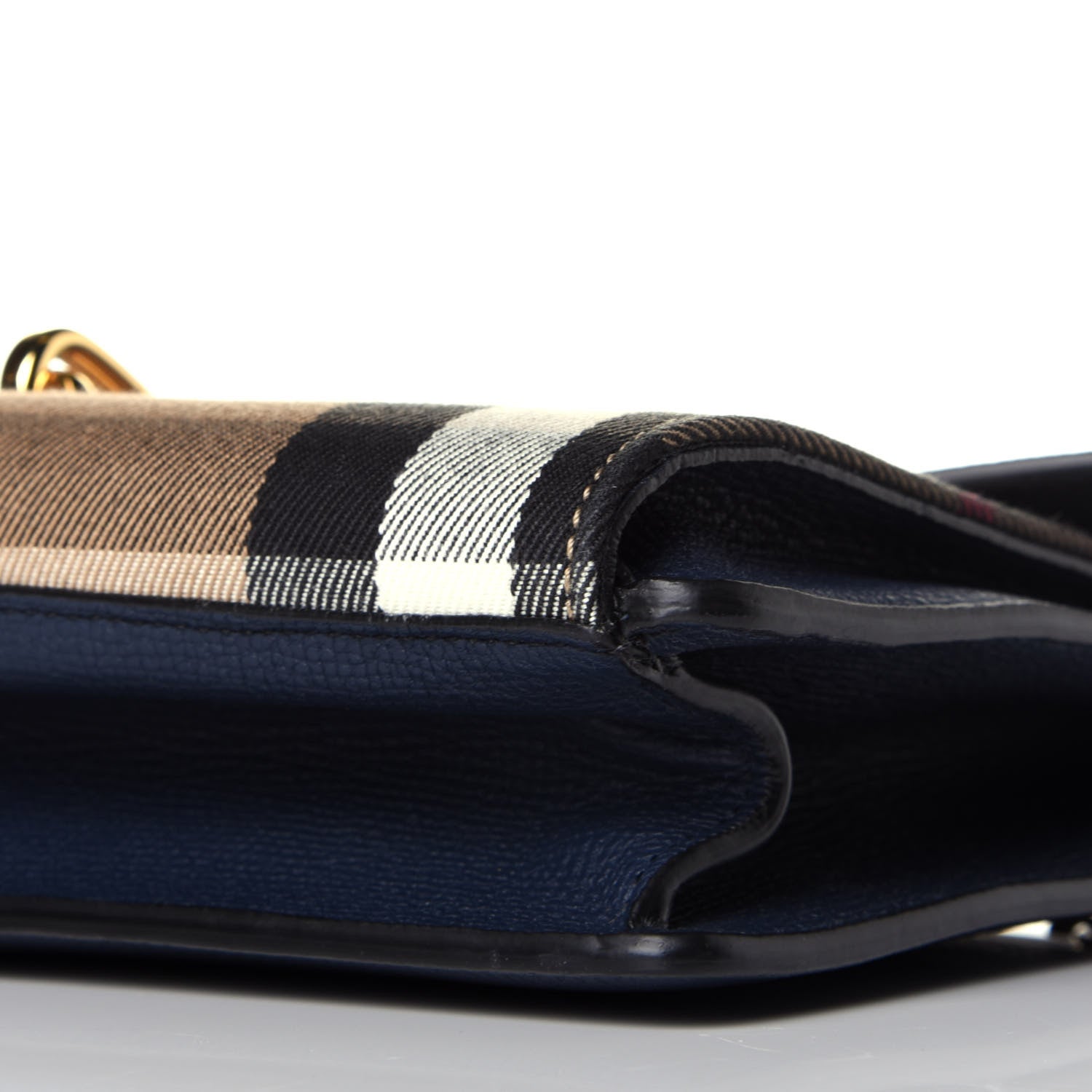 Burberry Derby Calfskin House Check Small Macken Crossbody Bag Ink Blue 9 of 9