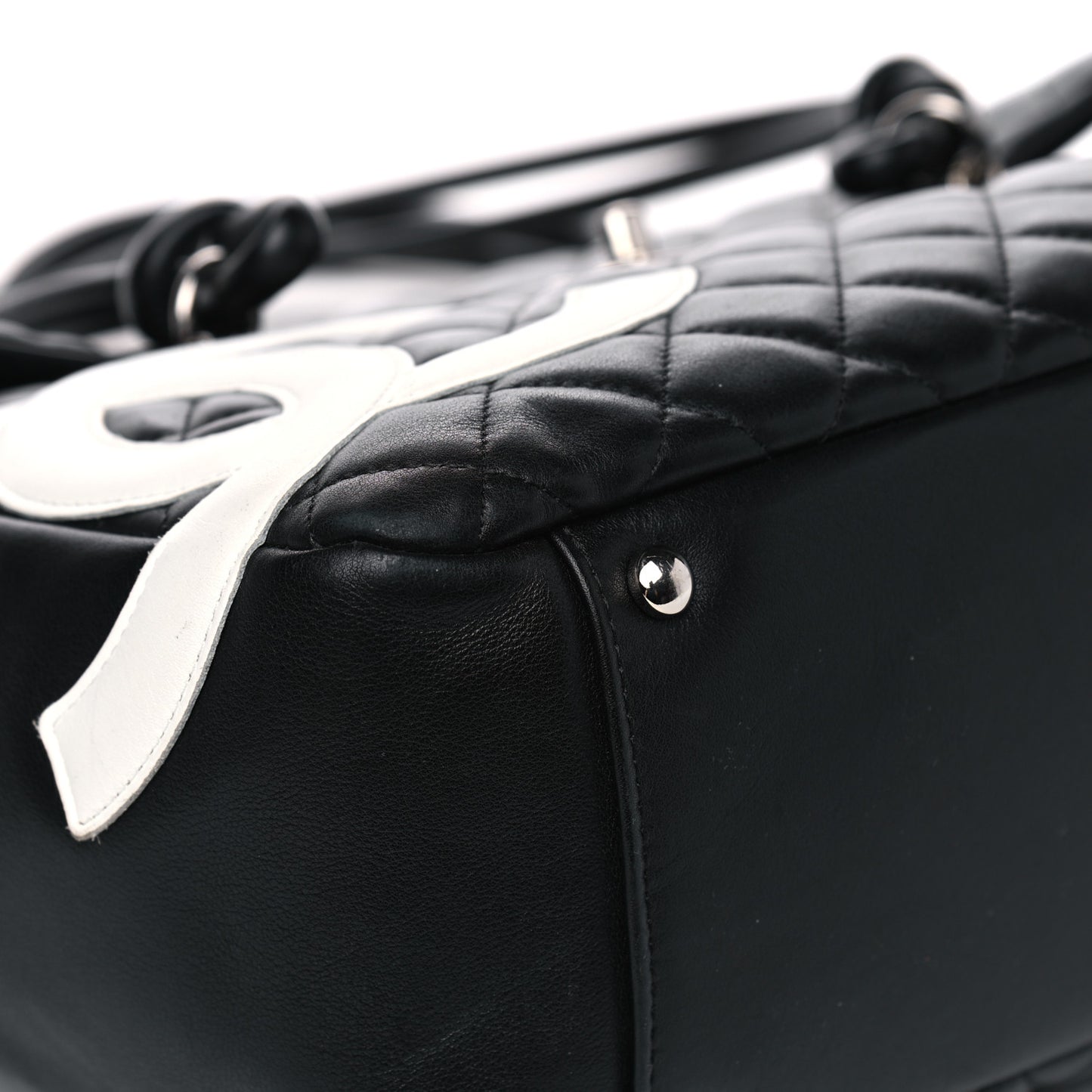Calfskin Quilted Large Cambon Flap Black White