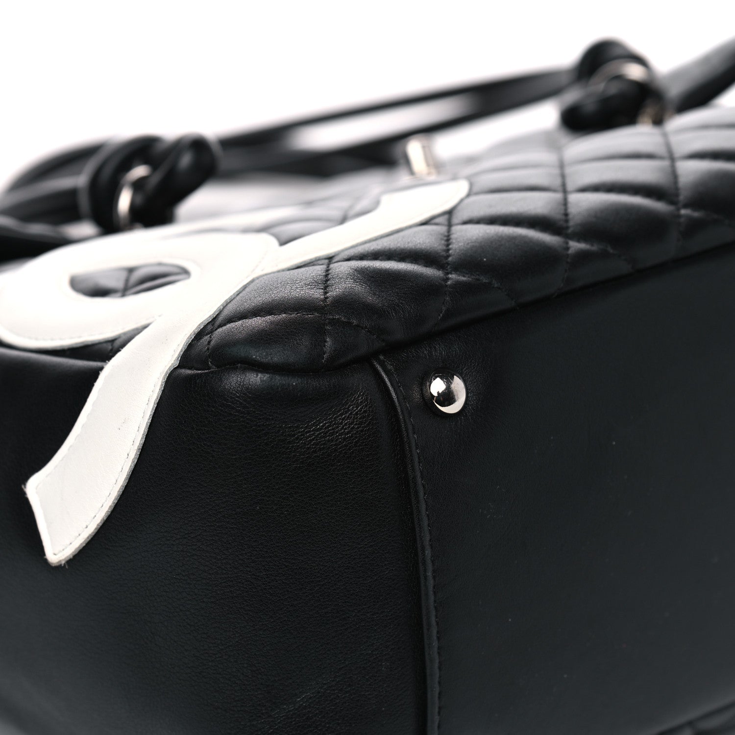 Chanel Calfskin Quilted Large Cambon Flap Black White 7 of 10