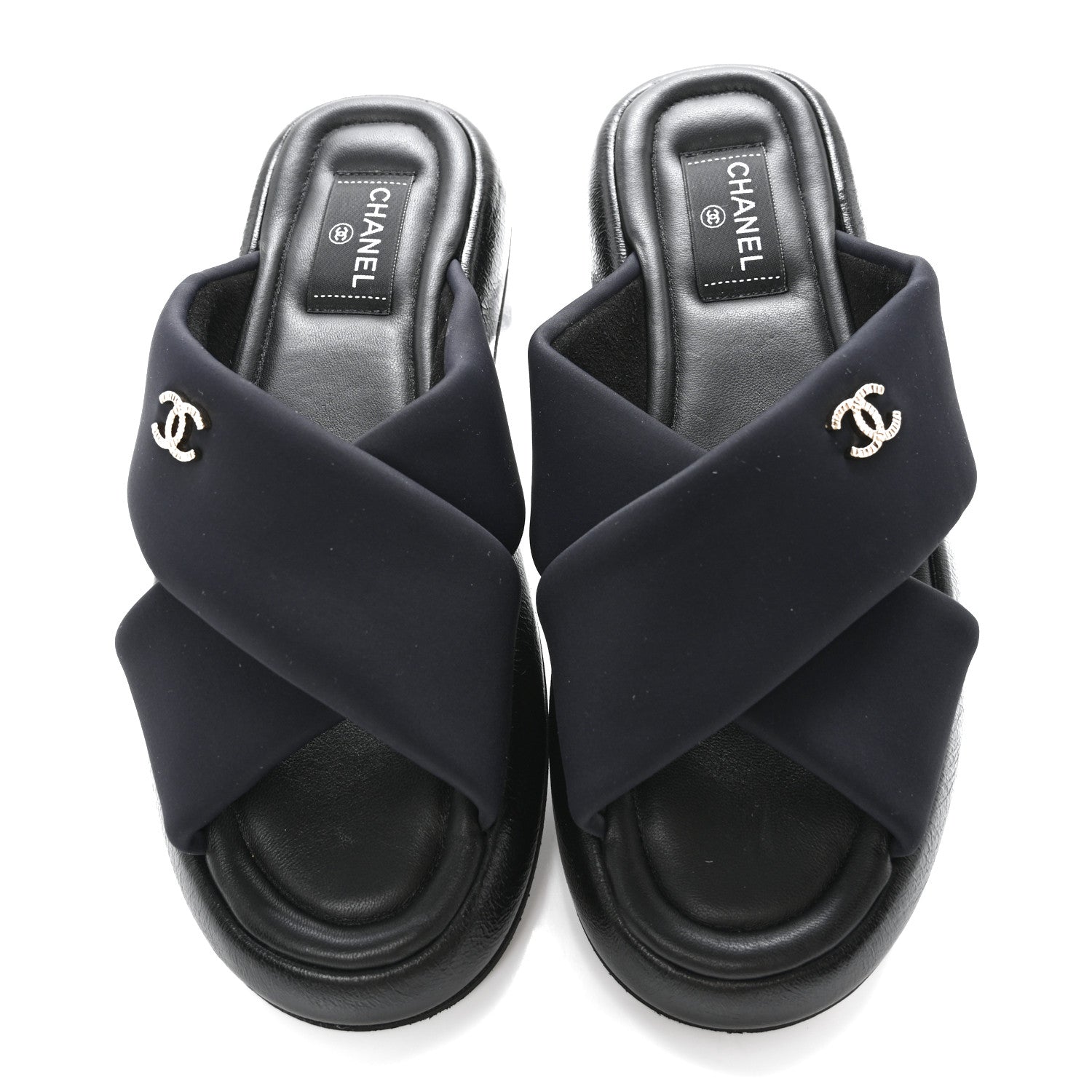 Chanel Fabric CC Mules Sandals 41 Black 5 of 10