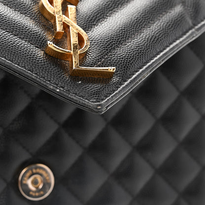 Saint Laurent Grain De Poudre Textured Mixed Matelasse Triquilt Medium Monogram Satchel Black 11 of 14