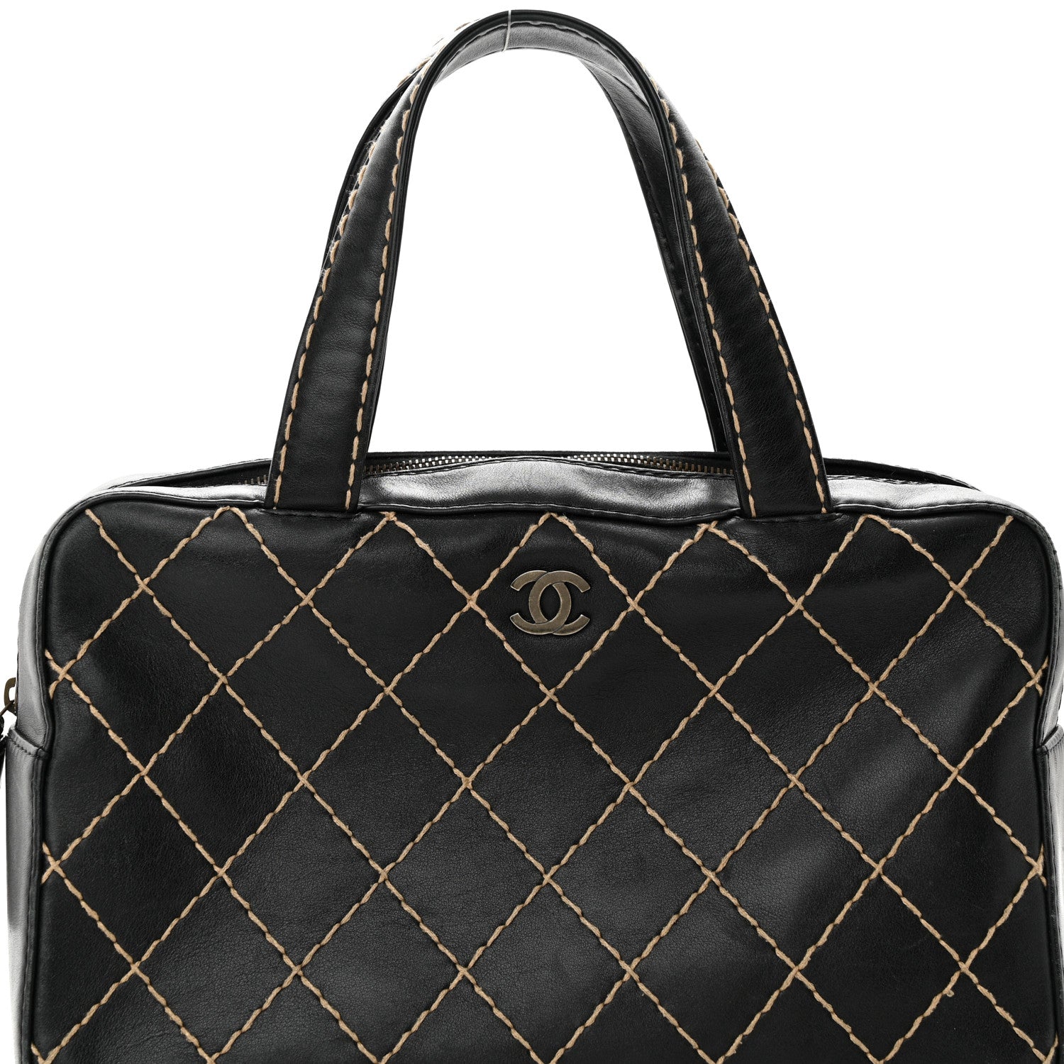 Chanel Calfskin Contrast Stitch Surpique Bowler Black 8 of 15