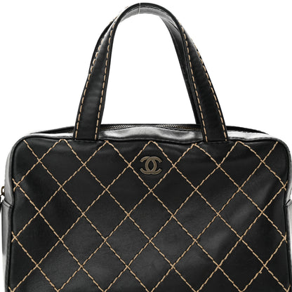 Chanel Calfskin Contrast Stitch Surpique Bowler Black 8 of 15