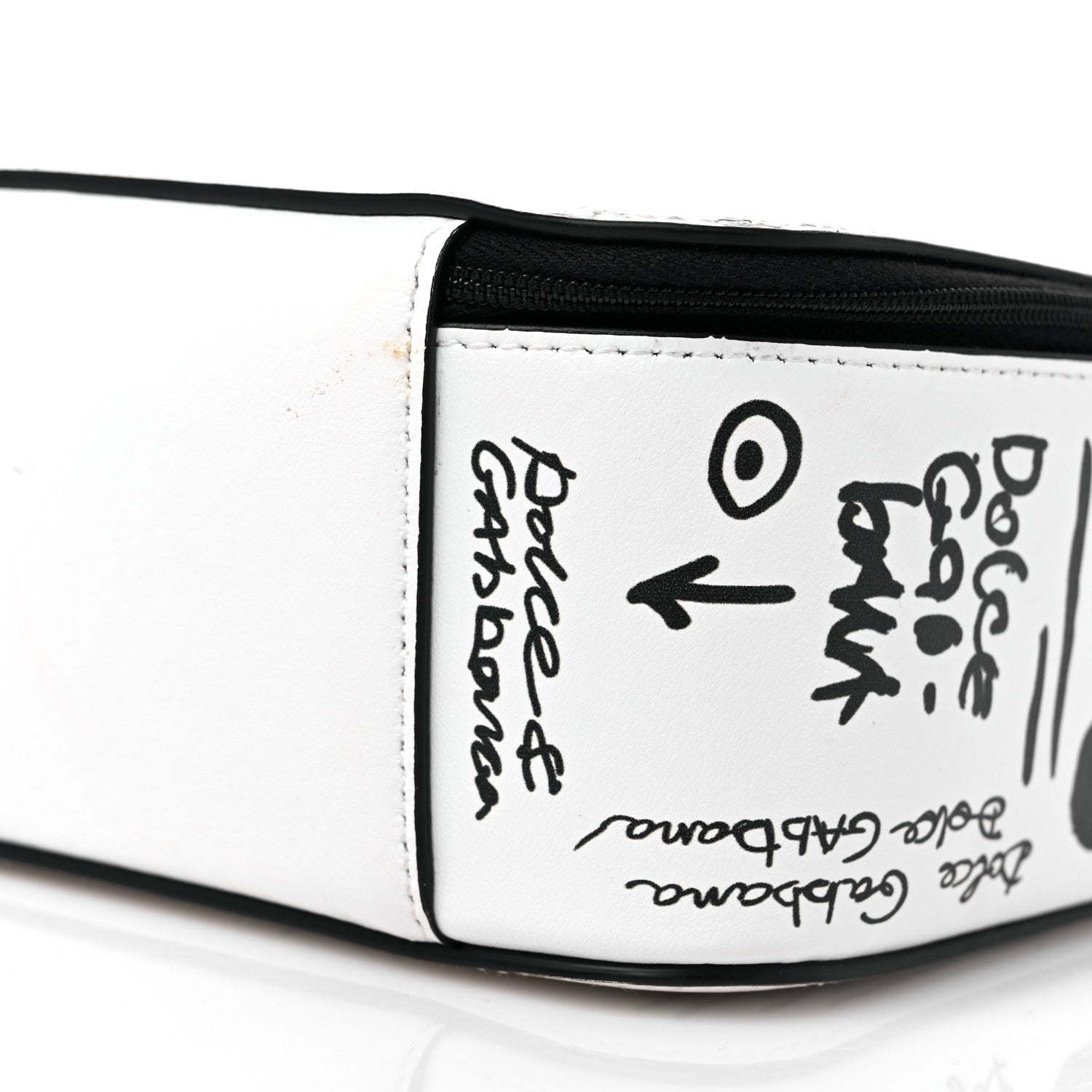 Dolce & Gabbana DOLCE & GABBANA Calfskin DG Graffiti Print Top Handle Bag White Black 9 of 13