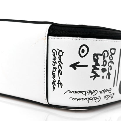 Dolce & Gabbana DOLCE & GABBANA Calfskin DG Graffiti Print Top Handle Bag White Black 9 of 13