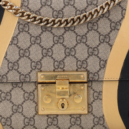 Gucci Calfskin GG Supreme Monogram Medium Padlock Shoulder Bag Black Gold 7 of 11