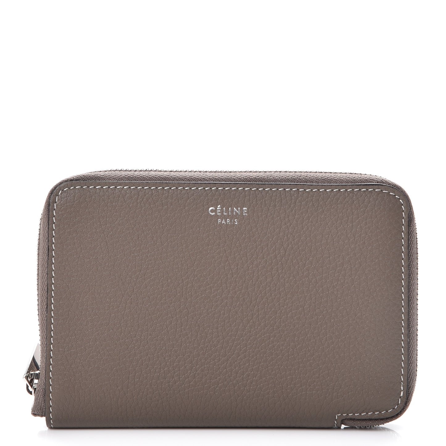 Drummed Calfskin Zip Around Multifunction Wallet Souris