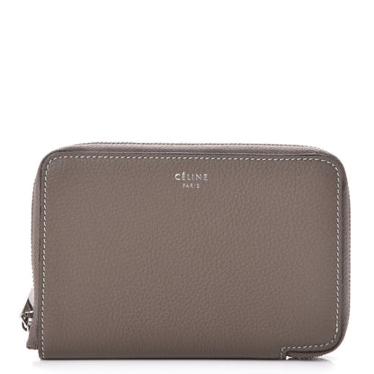 Celine Drummed Calfskin Zip Around Multifunction Wallet Souris 1 of 8