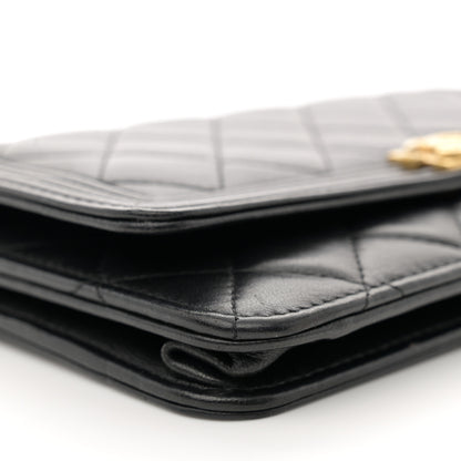 Chanel Lambskin Quilted Boy Wallet On Chain WOC Black 9 of 13