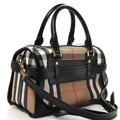 Burberry House Check Bridle Calfskin Medium Alchester Bowling Bag Black 3 of 10