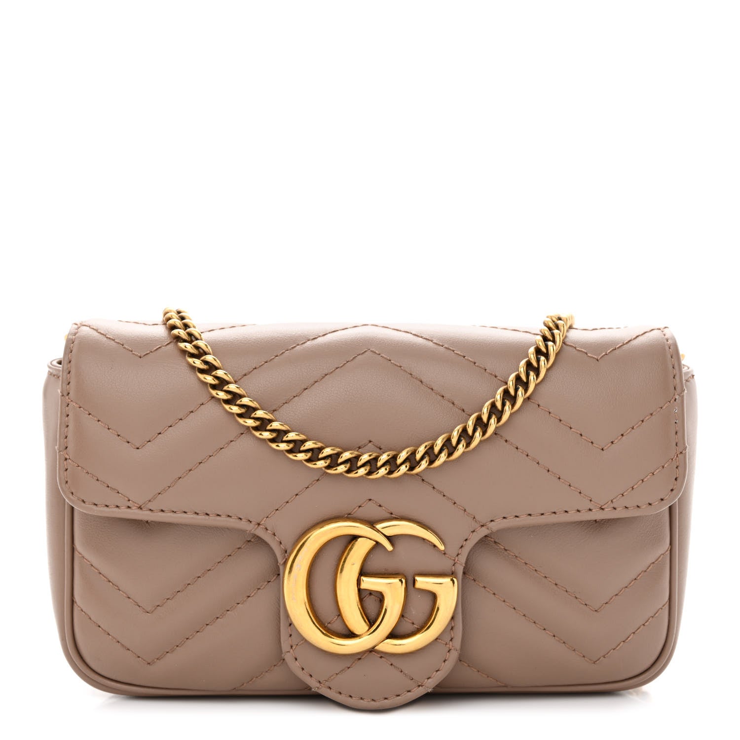 Gucci Calfskin Matelasse Super Mini GG Marmont Shoulder Bag Porcelain Rose 1 of 11